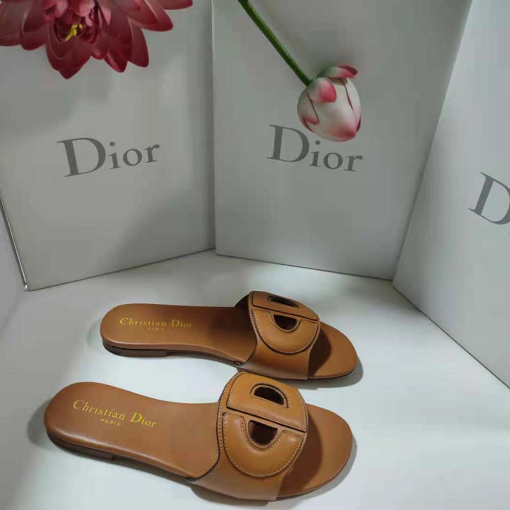 Dior Women D-club Slide Camel Calfskin - image 5