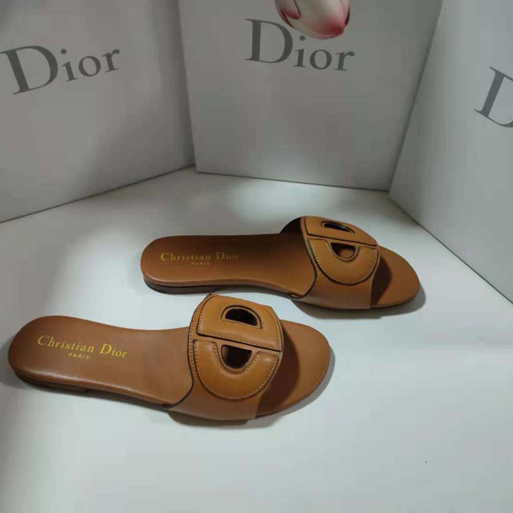 Dior Women D-club Slide Camel Calfskin - image 4