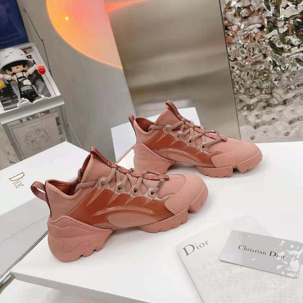 Top angle showing lace-up closure and sleek silhouette of Dior Women D-connect Sneaker