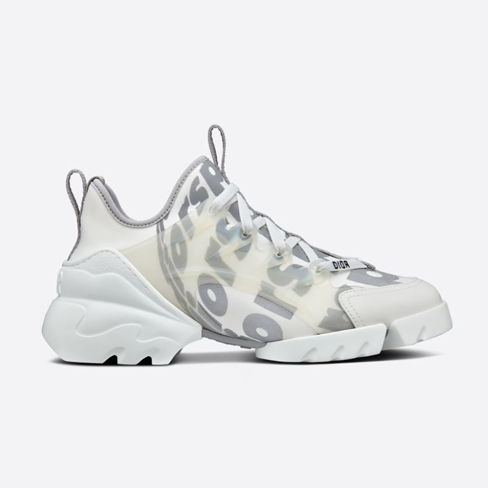Side profile of Dior Women D-connect Sneaker with reflective technical fabric