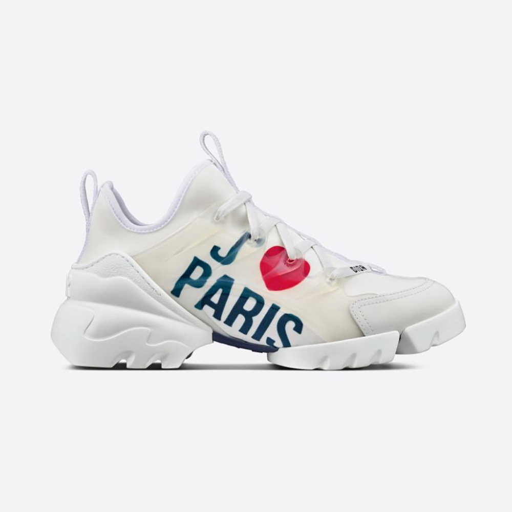 Side view of Dior Women D-connect Sneaker White J Adior Paris Technical Fabric