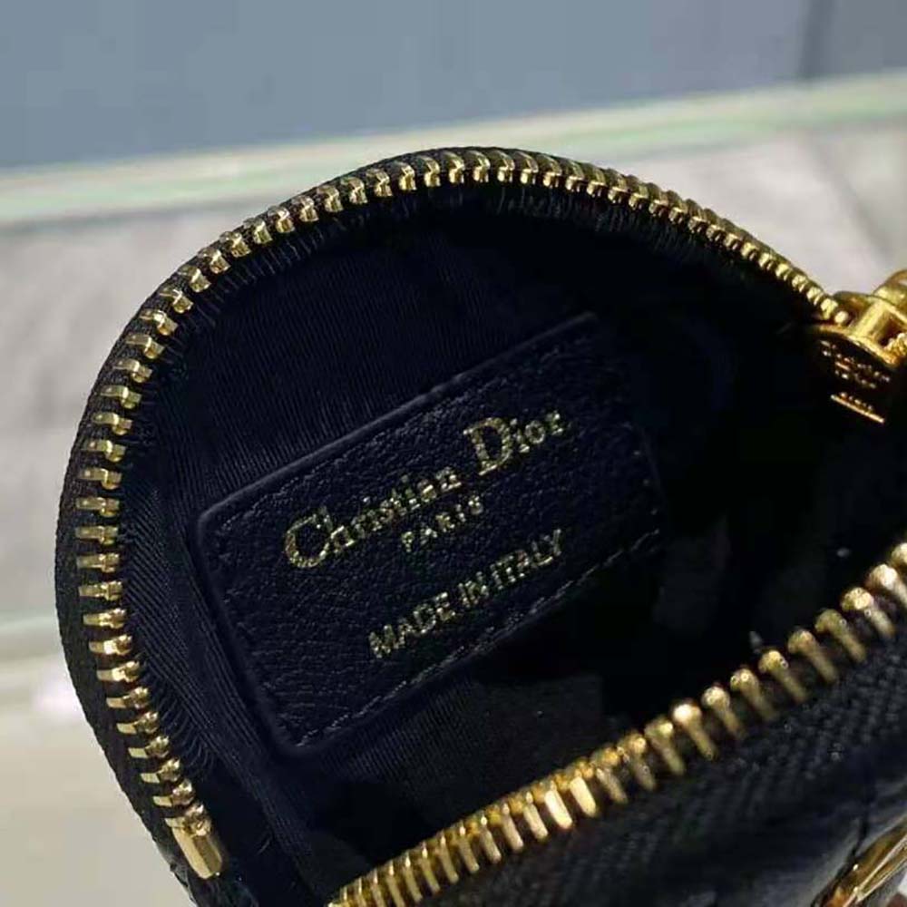 Dior Women Detachable Dior Caro Round Coin Purse-Black - image 7