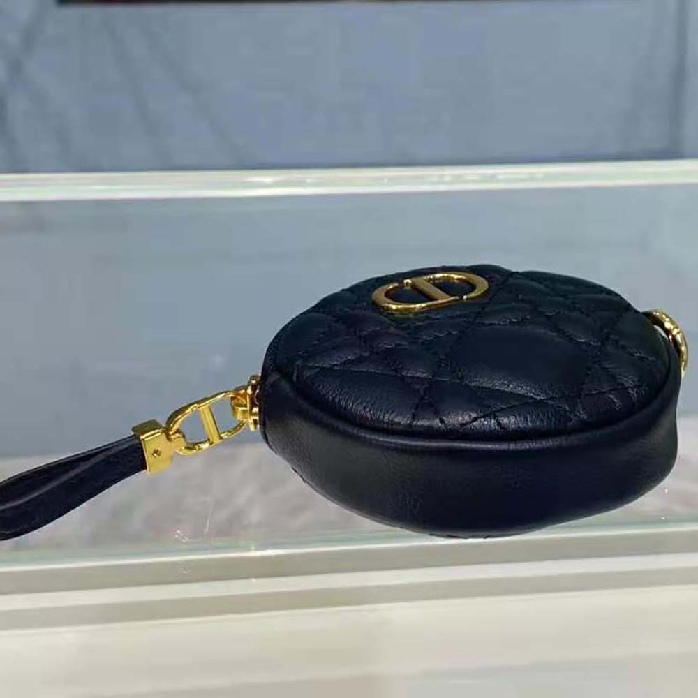 Dior Women Detachable Dior Caro Round Coin Purse-Black - image 6