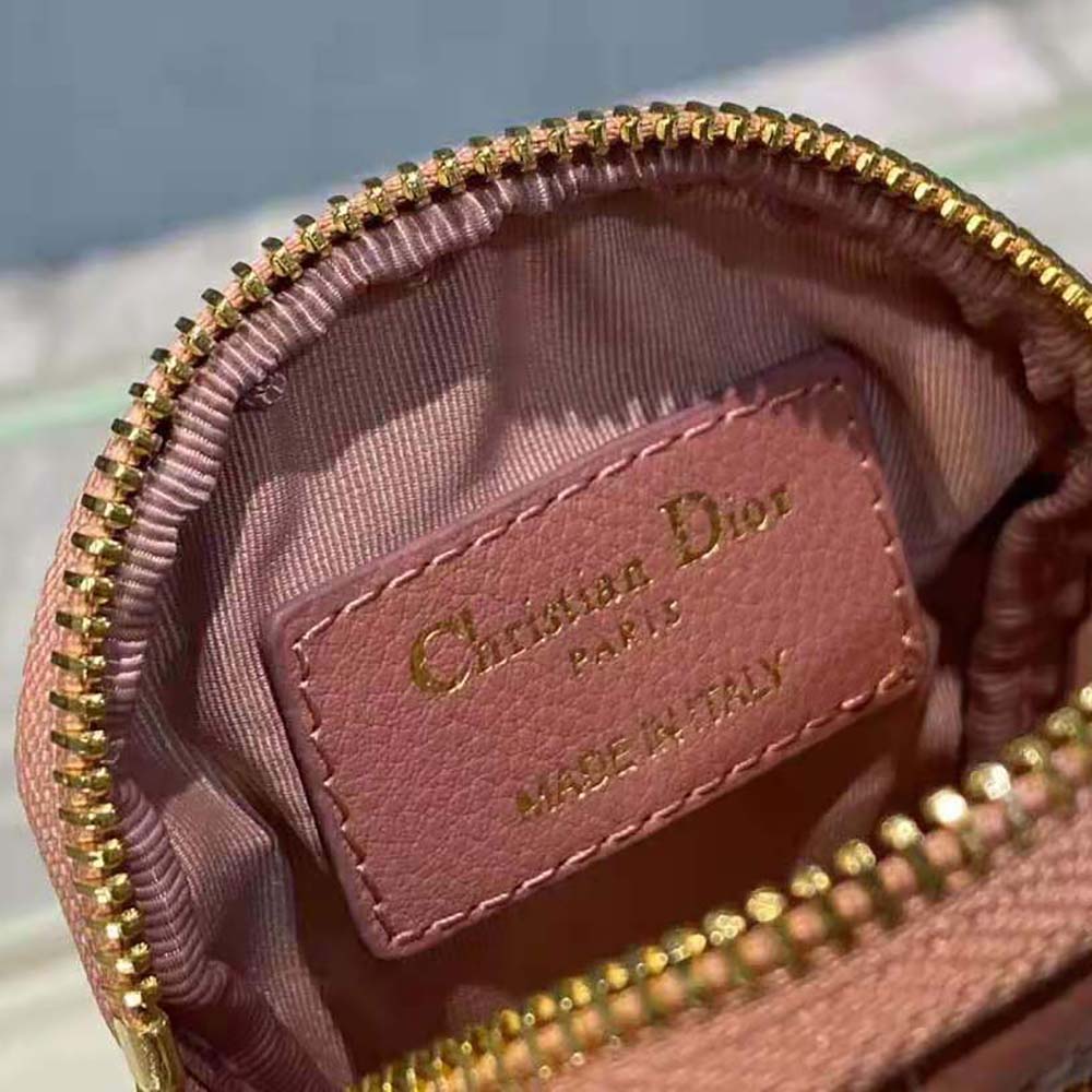 Dior Women Detachable Dior Caro Round Coin Purse-Pink - image 7