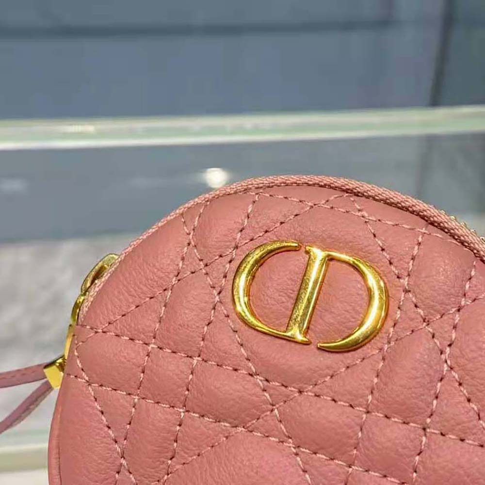 Dior Women Detachable Dior Caro Round Coin Purse-Pink - image 10