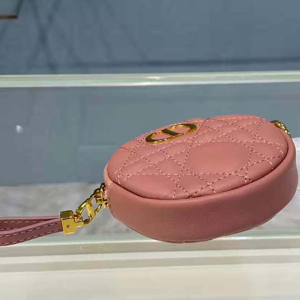 Dior Women Detachable Dior Caro Round Coin Purse-Pink - image 6