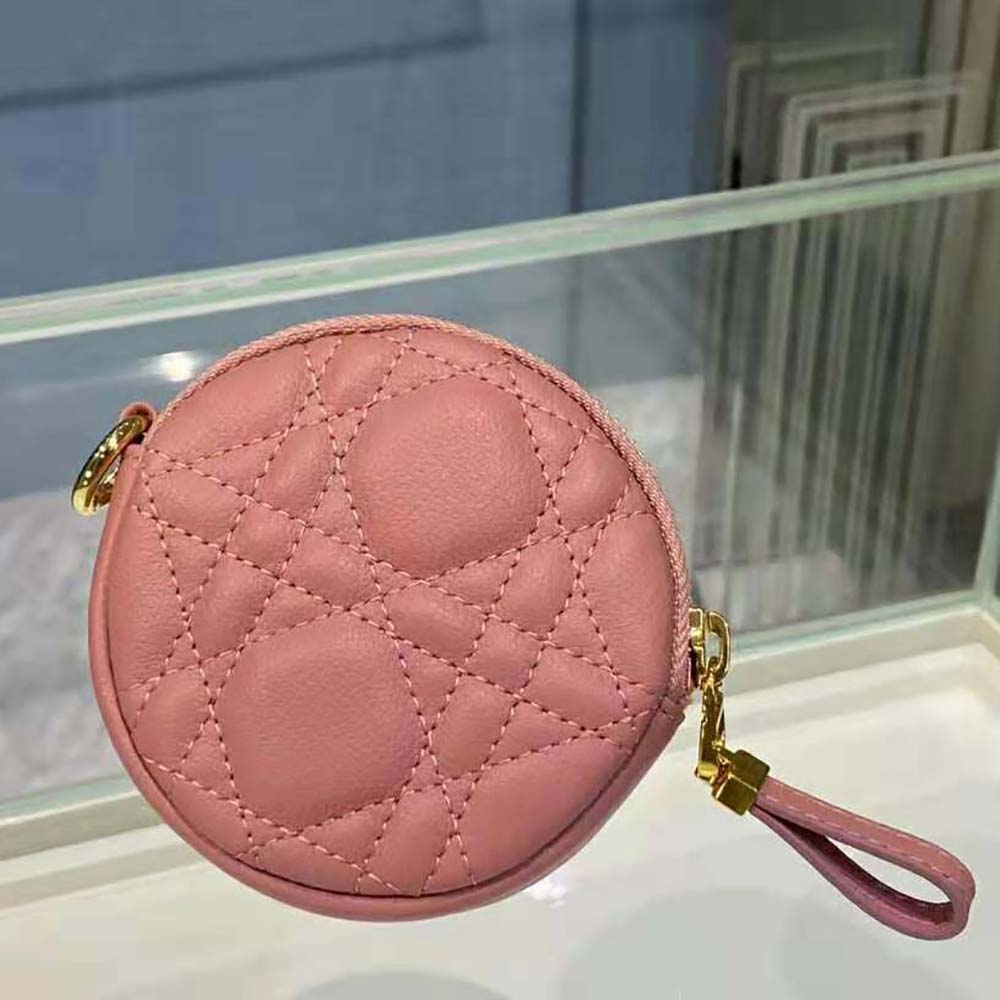 Dior Women Detachable Dior Caro Round Coin Purse-Pink - image 4