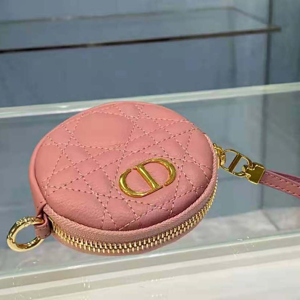 Dior Women Detachable Dior Caro Round Coin Purse-Pink - image 5