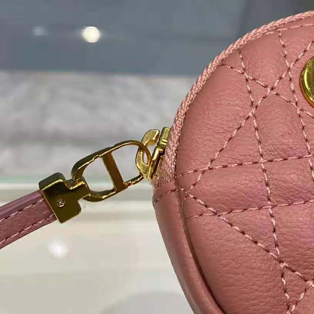 Dior Women Detachable Dior Caro Round Coin Purse-Pink - image 9