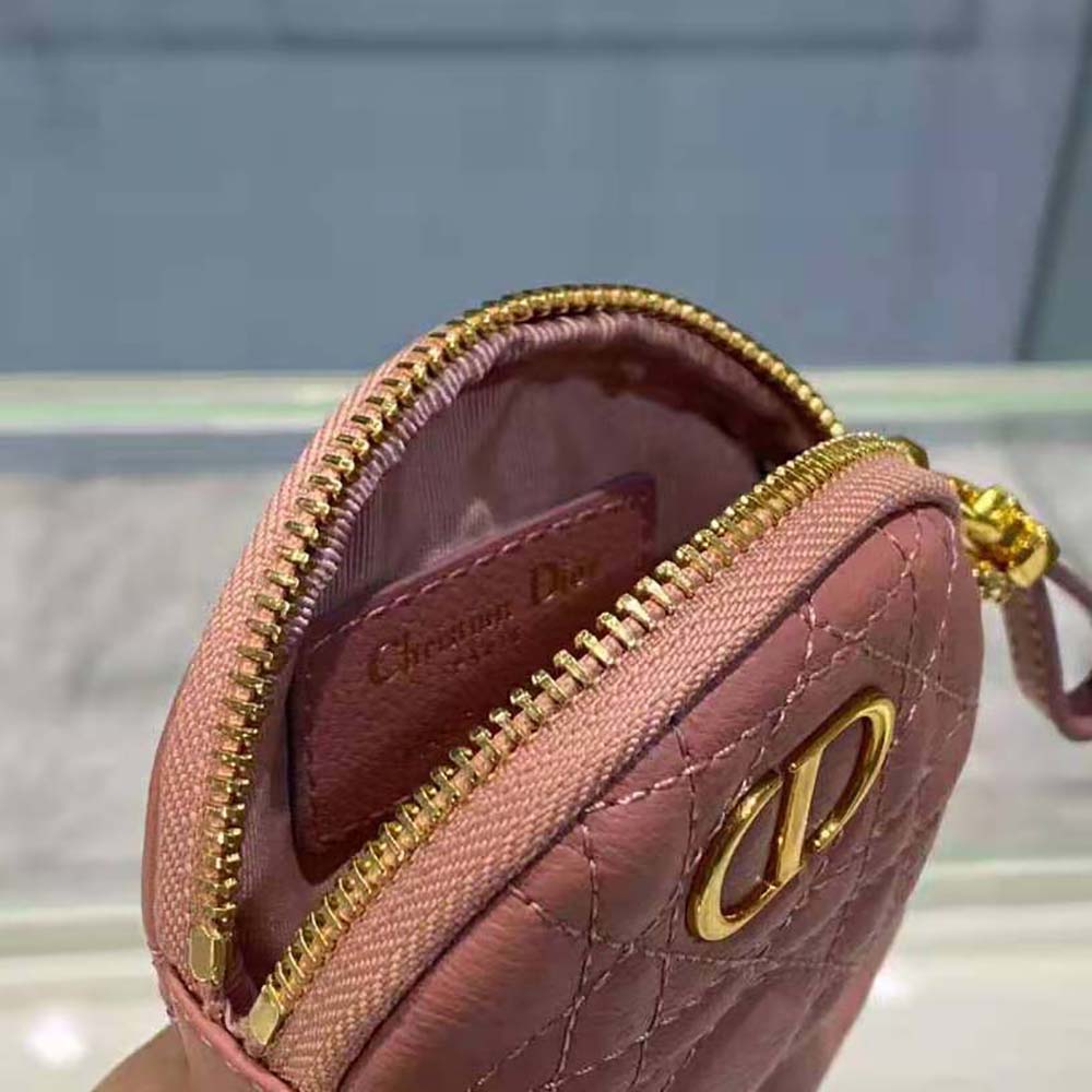 Dior Women Detachable Dior Caro Round Coin Purse-Pink - image 8