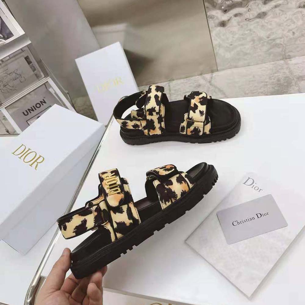 Dior Women DiorAct Sandal Beige Multicolor Mizza Printed Technical Fabric - image 6