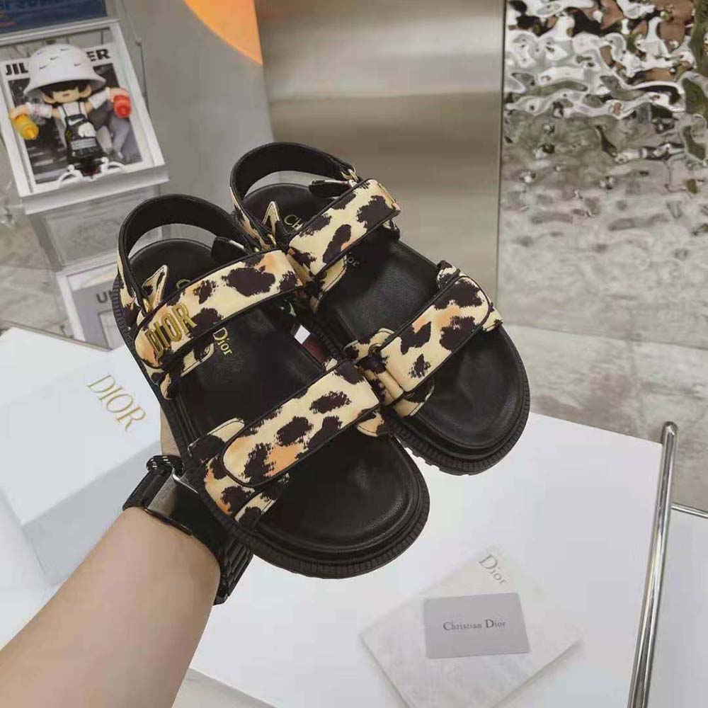 Dior Women DiorAct Sandal Beige Multicolor Mizza Printed Technical Fabric - image 4