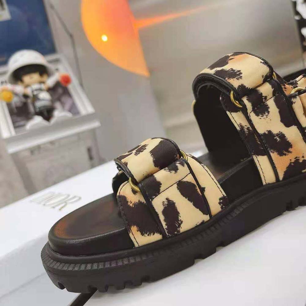 Dior Women DiorAct Sandal Beige Multicolor Mizza Printed Technical Fabric - image 9