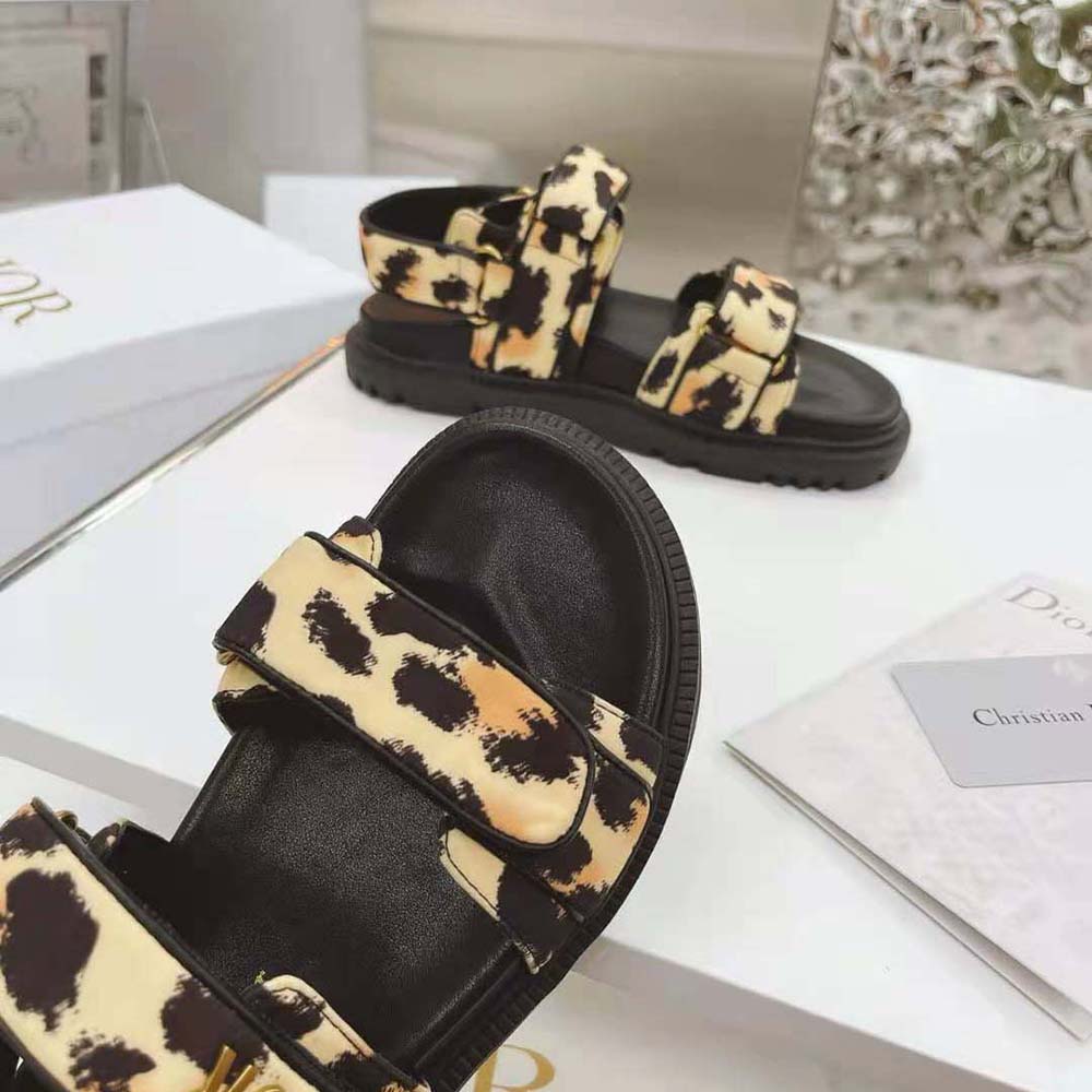 Dior Women DiorAct Sandal Beige Multicolor Mizza Printed Technical Fabric - image 8