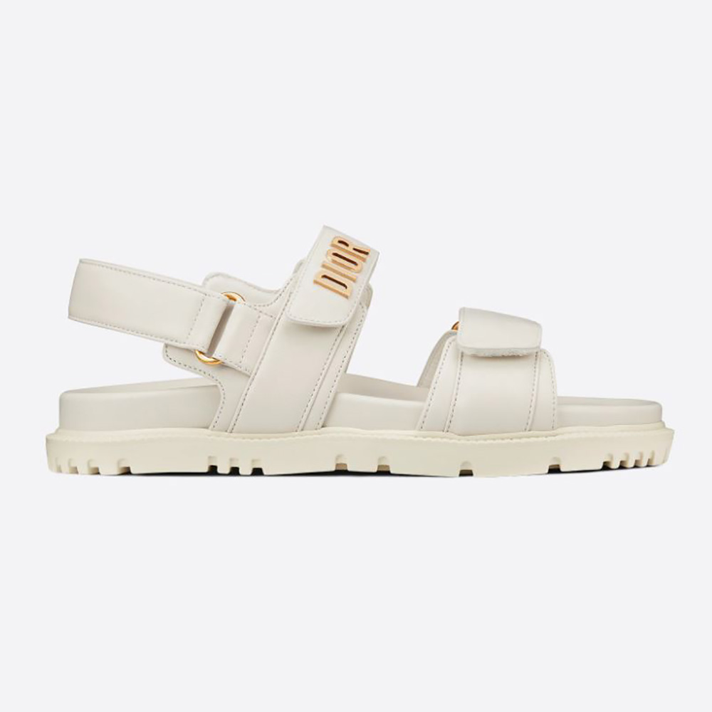 Side profile of Dior Women Dioract Sandal White Lambskin showing silhouette