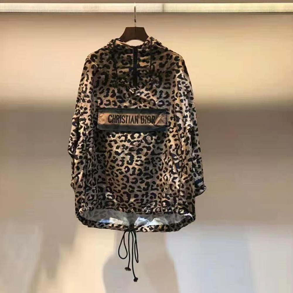 Close-up of technical taffeta jacquard fabric on Dior Women Hooded Anorak