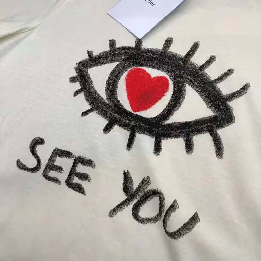 Dior Women I See You T-shirt Ecru Cotton Jersey and Linen - image 8