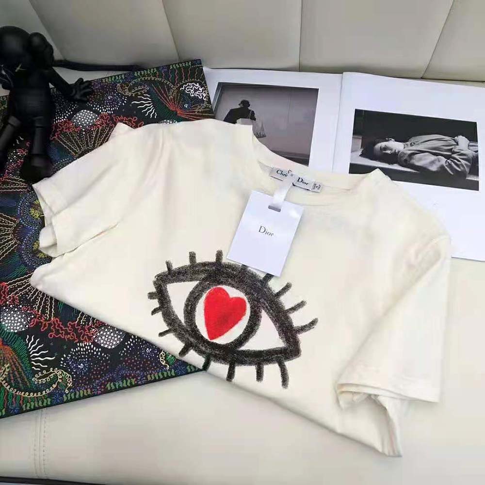 Dior Women I See You T-shirt Ecru Cotton Jersey and Linen - image 7