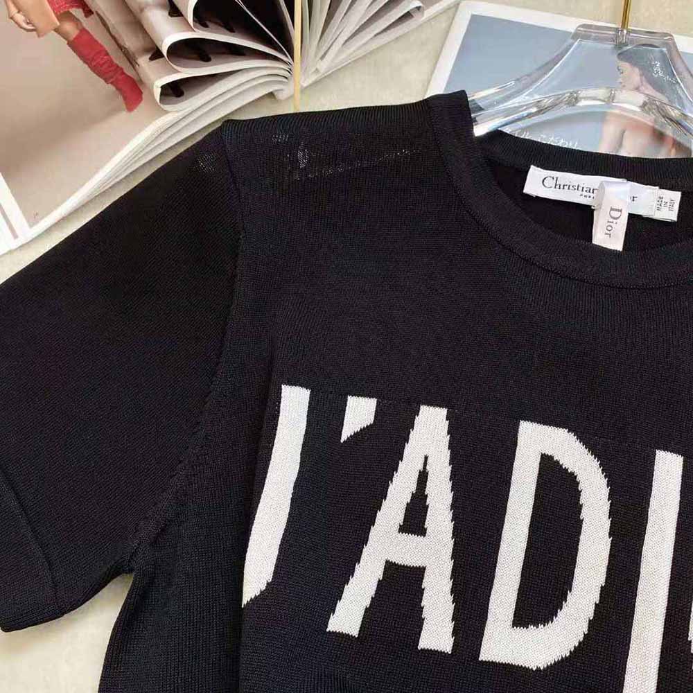 Dior Women J adior 8 T-Shirt Black Cotton Jersey and Linen - image 5