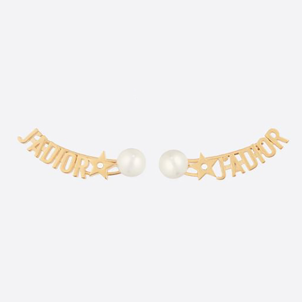 Front angle of Dior Women J’Adior Earrings Gold-Finish Metal
