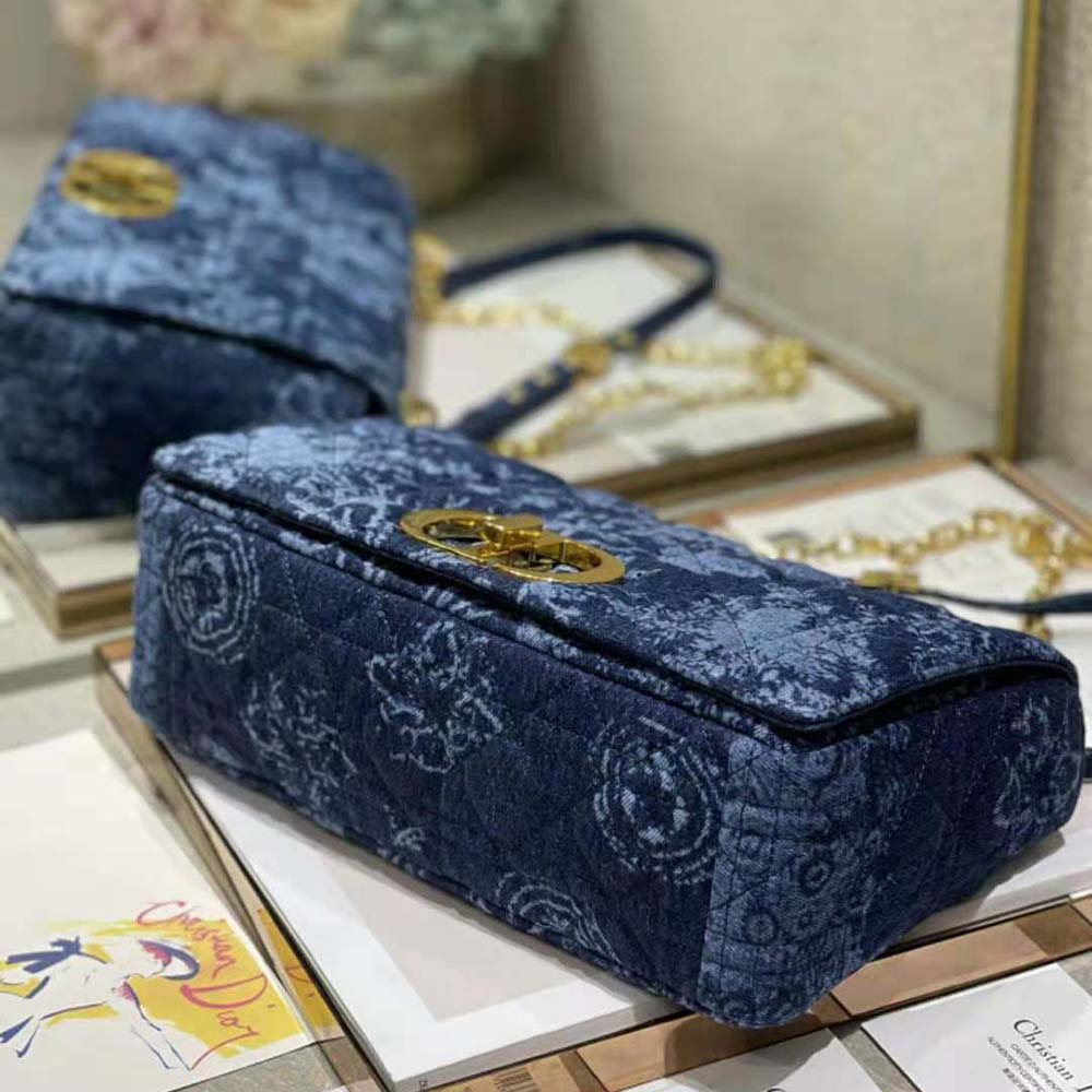 Dior Women Large Dior Caro Bag Blue Dior Flowers Cannage Denim - image 7