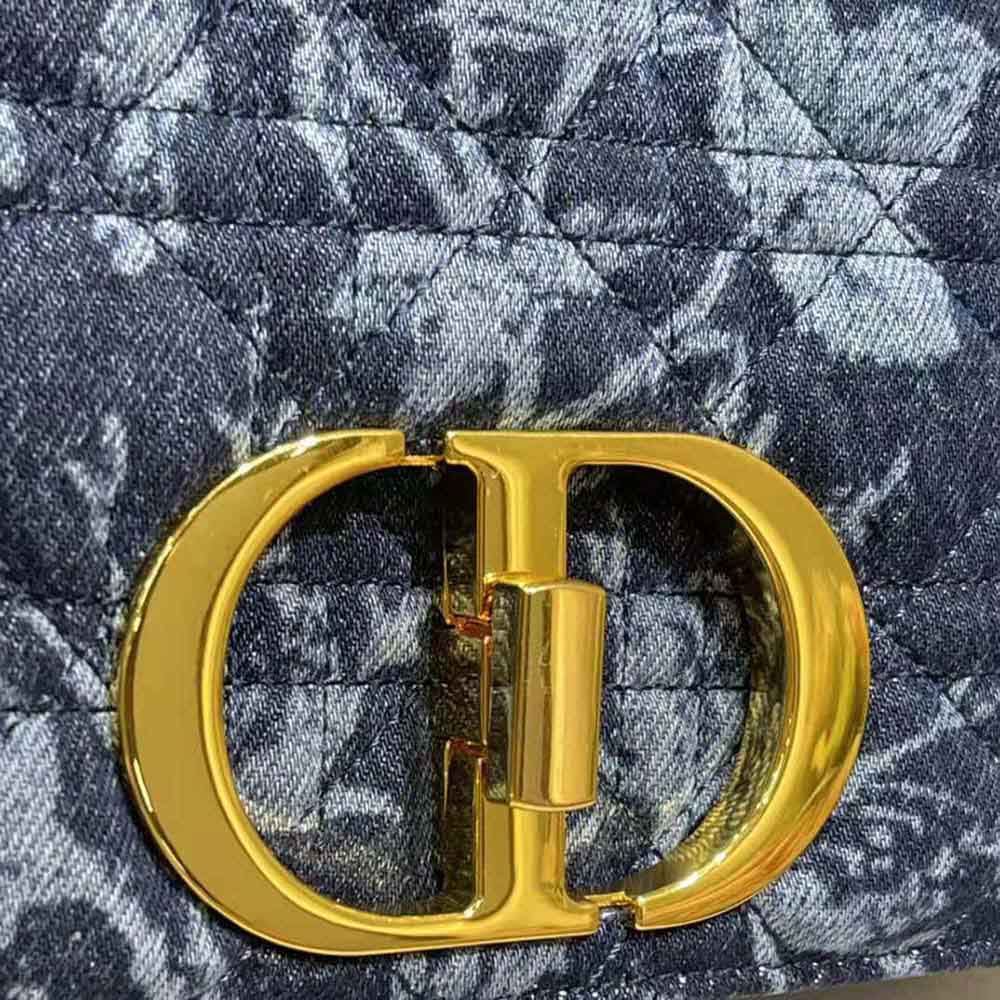 Dior Women Large Dior Caro Bag Blue Dior Flowers Cannage Denim - image 9