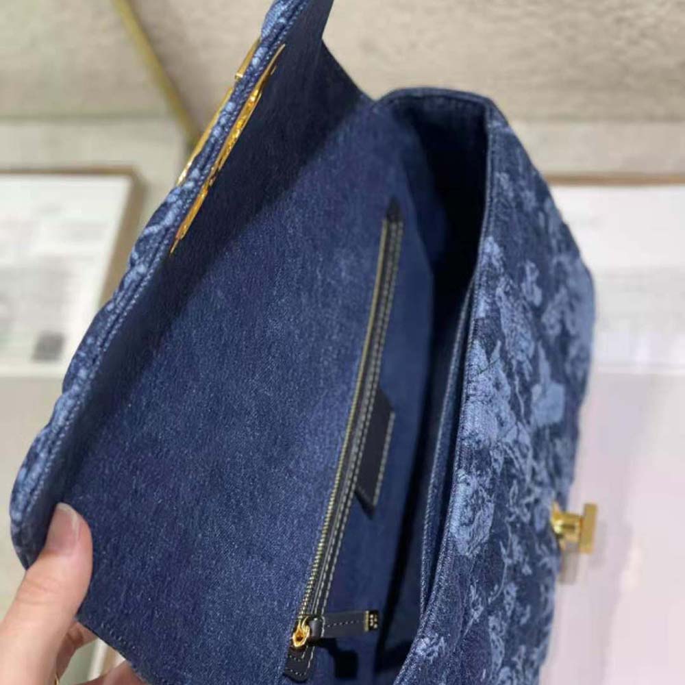 Dior Women Large Dior Caro Bag Blue Dior Flowers Cannage Denim - image 8