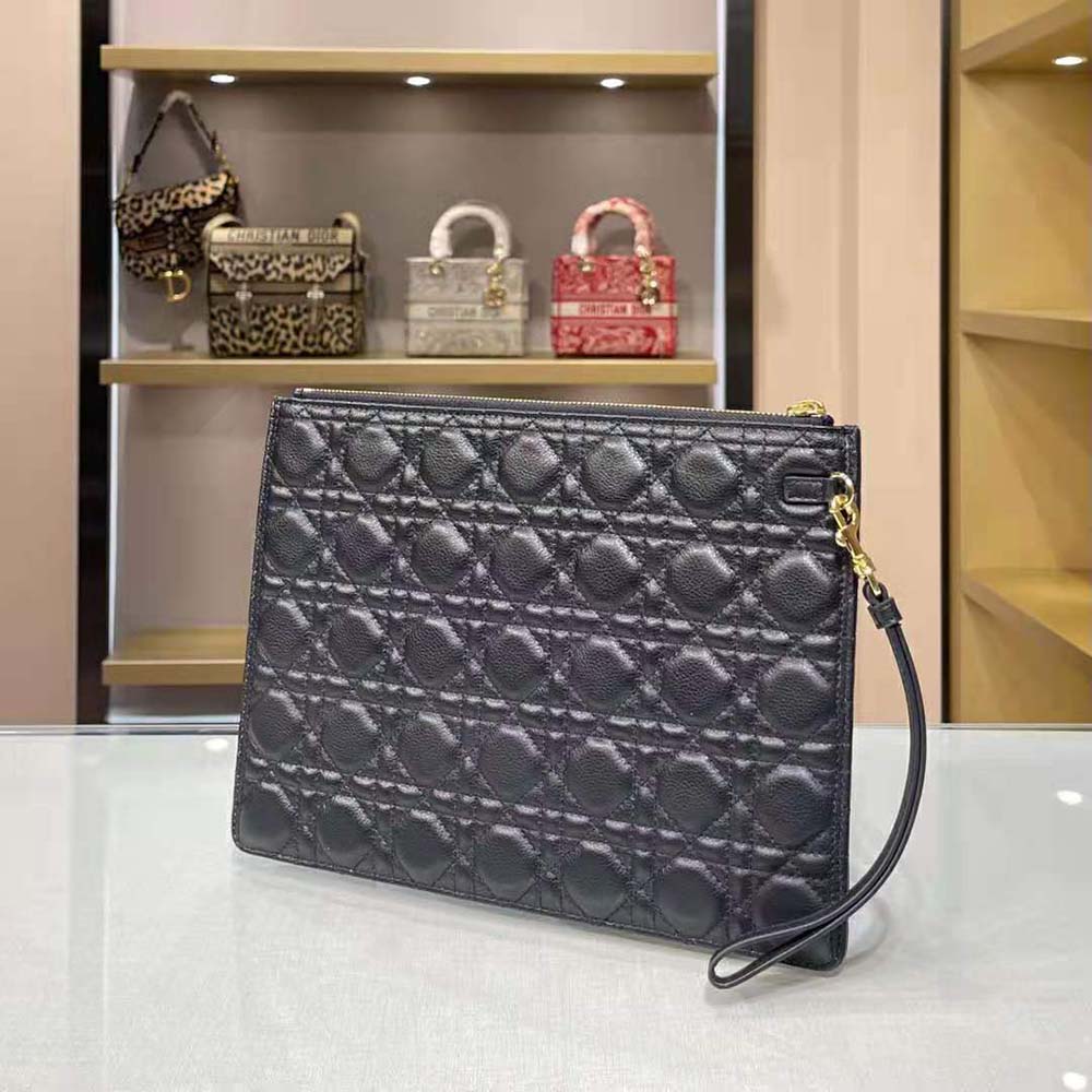 Dior Women Large Dior Caro Daily Pouch Cannage Calfskin-Black - image 4