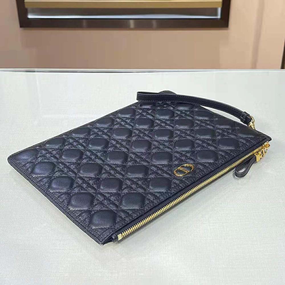 Dior Women Large Dior Caro Daily Pouch Cannage Calfskin-Black - image 5