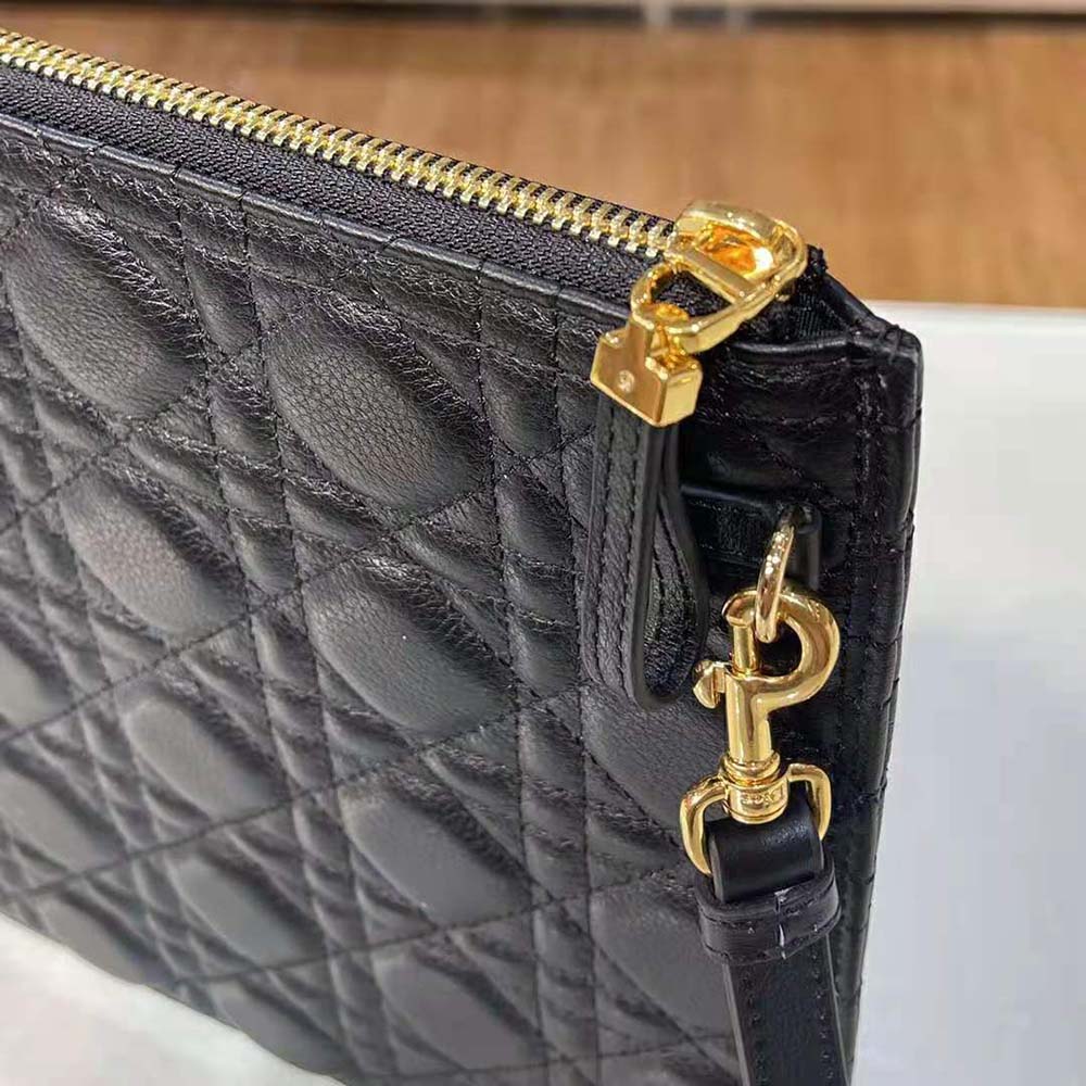 Dior Women Large Dior Caro Daily Pouch Cannage Calfskin-Black - image 7