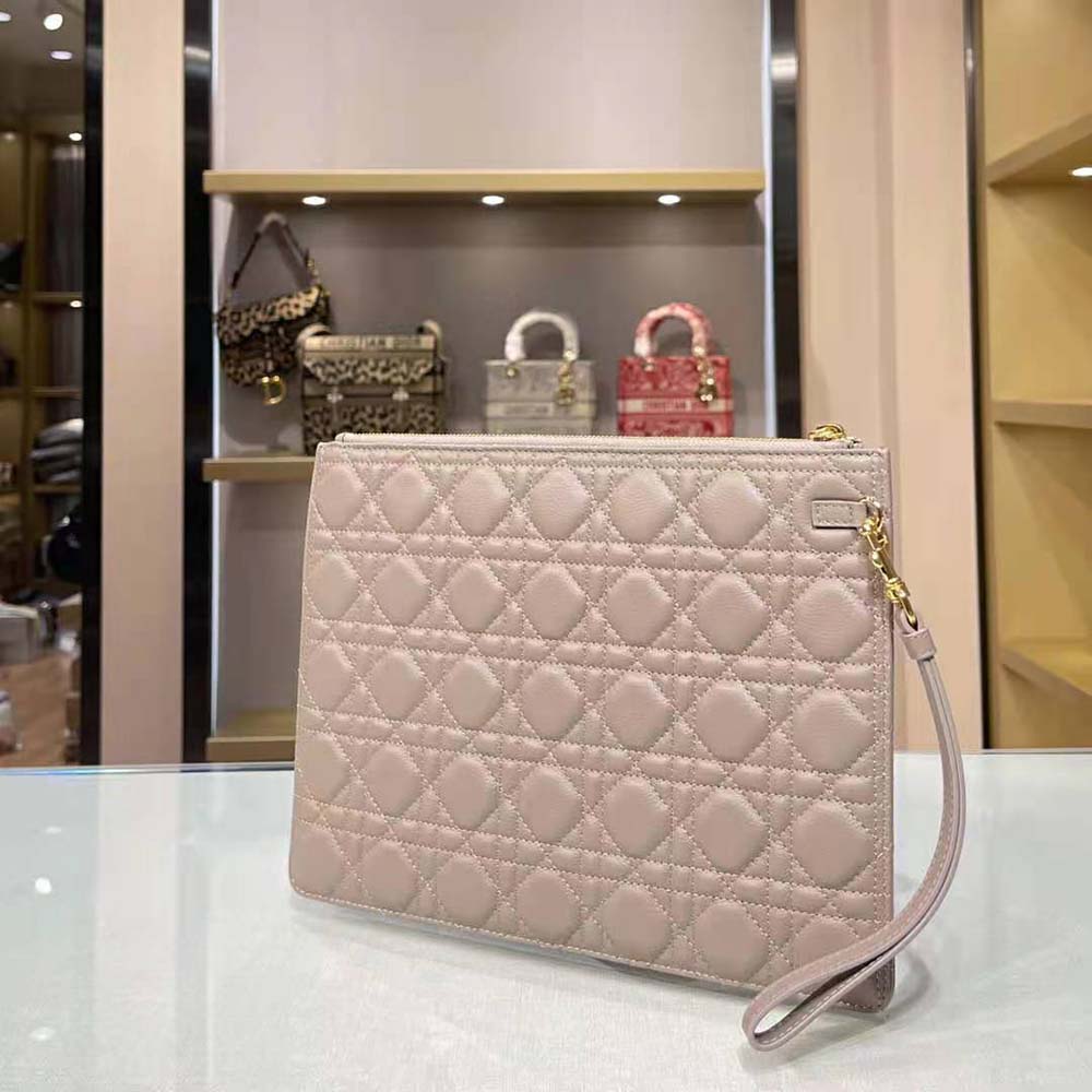 Dior Women Large Dior Caro Daily Pouch Cannage Calfskin-Sandy - image 4