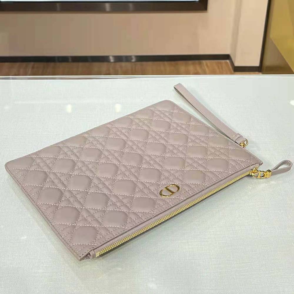 Dior Women Large Dior Caro Daily Pouch Cannage Calfskin-Sandy - image 5