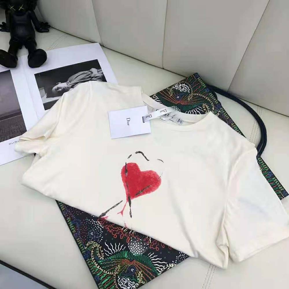 Dior Women Love Moves T-shirt Ecru Cotton Jersey and Linen - image 5