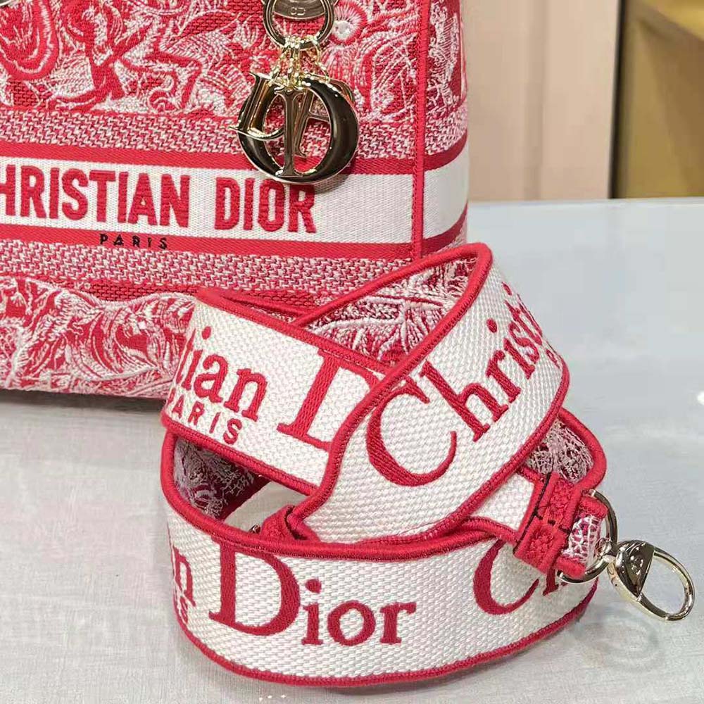 Dior Women Medium Lady D-Lite Bag Raspberry Toile de Jouy Reverse Embroidery - image 7