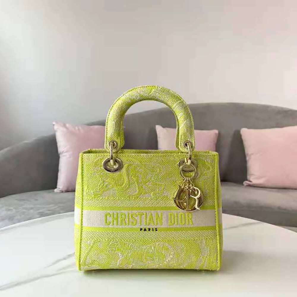 Dior Women Medium Lady D-lite Bag Lime Toile de Jouy Reverse Embroidery - image 4