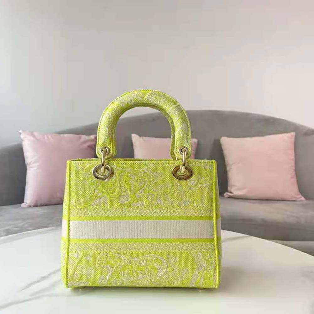 Dior Women Medium Lady D-lite Bag Lime Toile de Jouy Reverse Embroidery - image 5