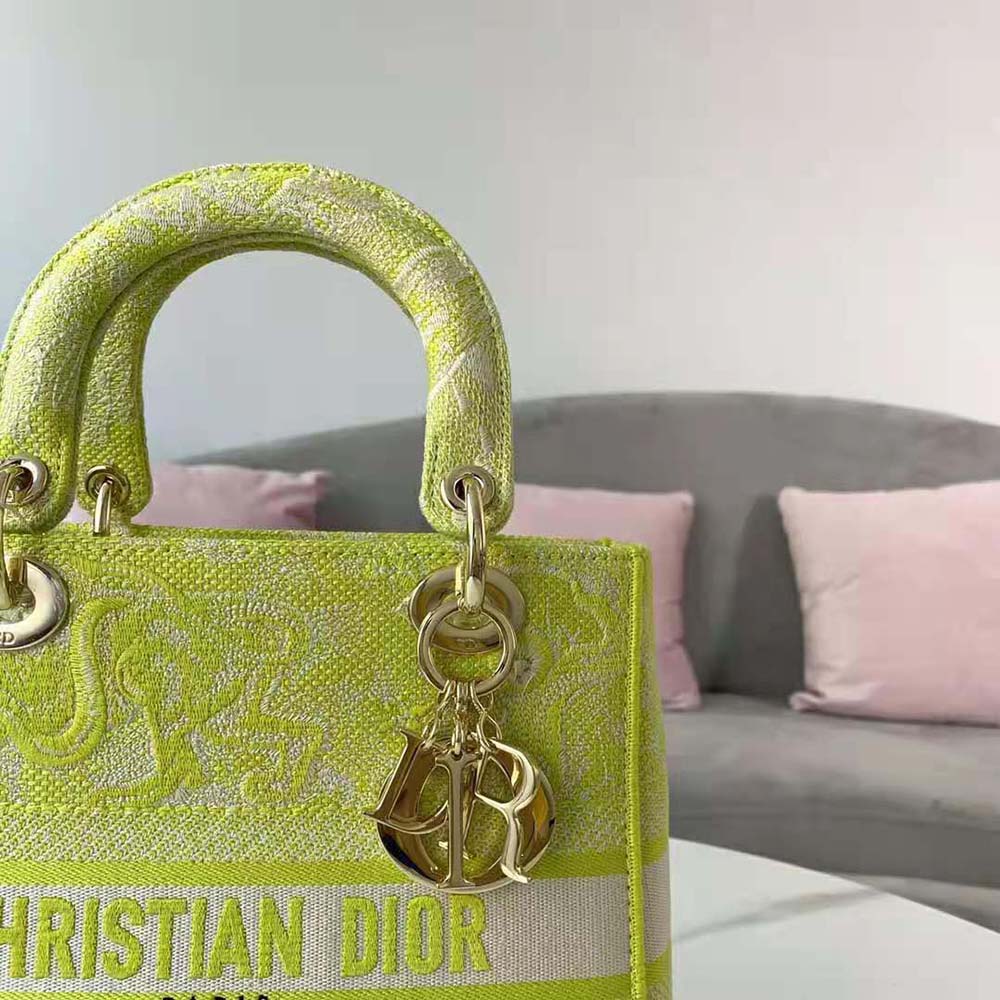 Dior Women Medium Lady D-lite Bag Lime Toile de Jouy Reverse Embroidery - image 8