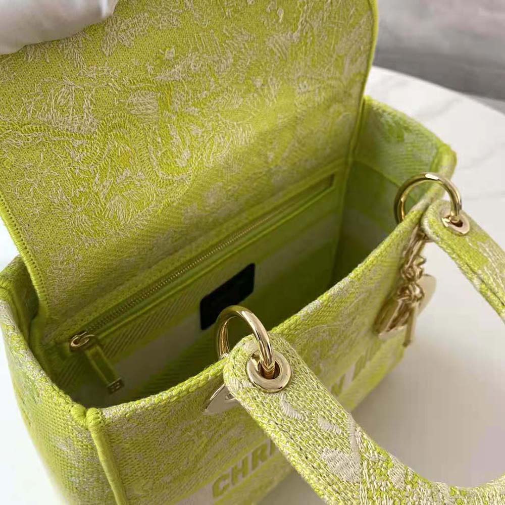 Dior Women Medium Lady D-lite Bag Lime Toile de Jouy Reverse Embroidery - image 9