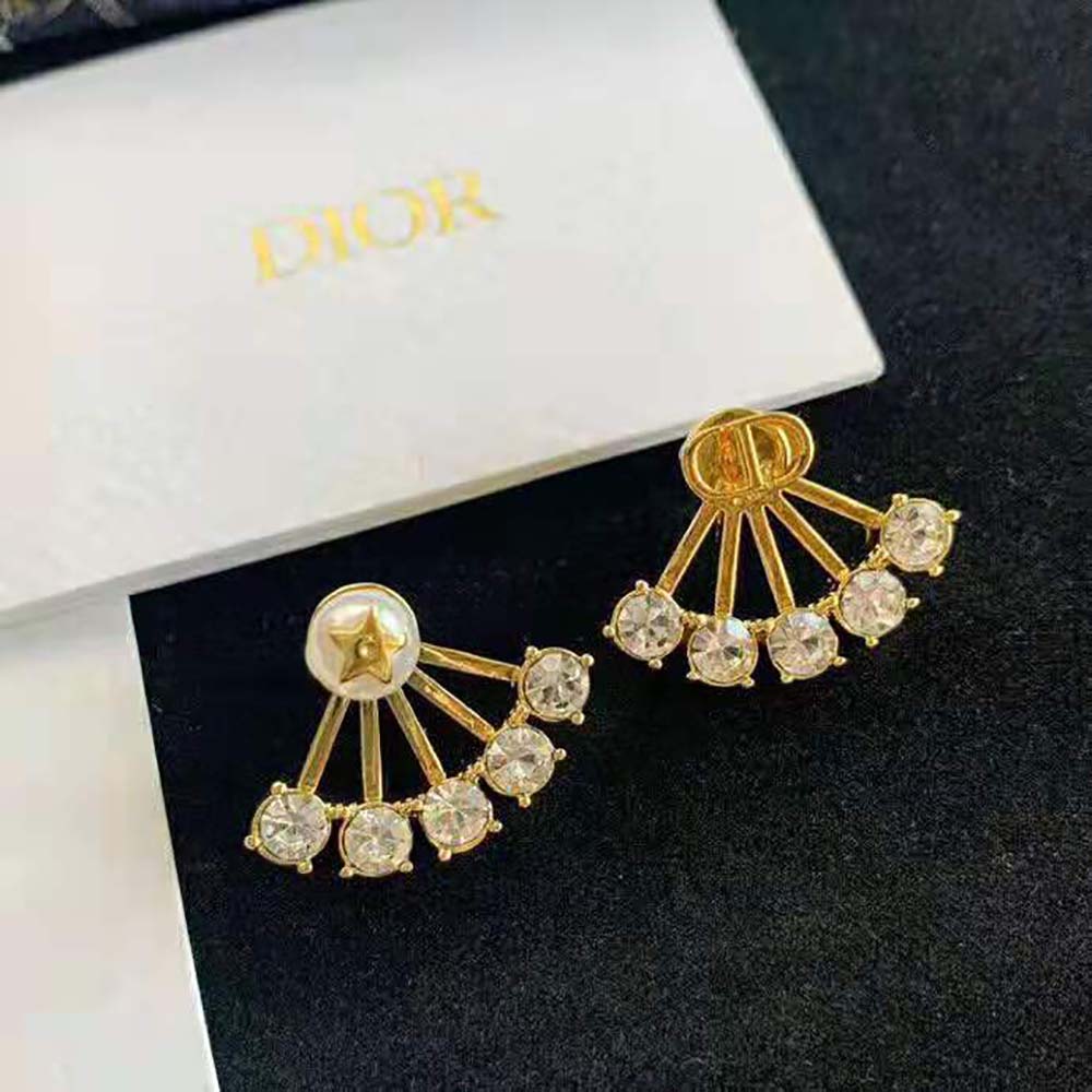 Dior Women Petit CD Earrings worn with elegant outfit close-up