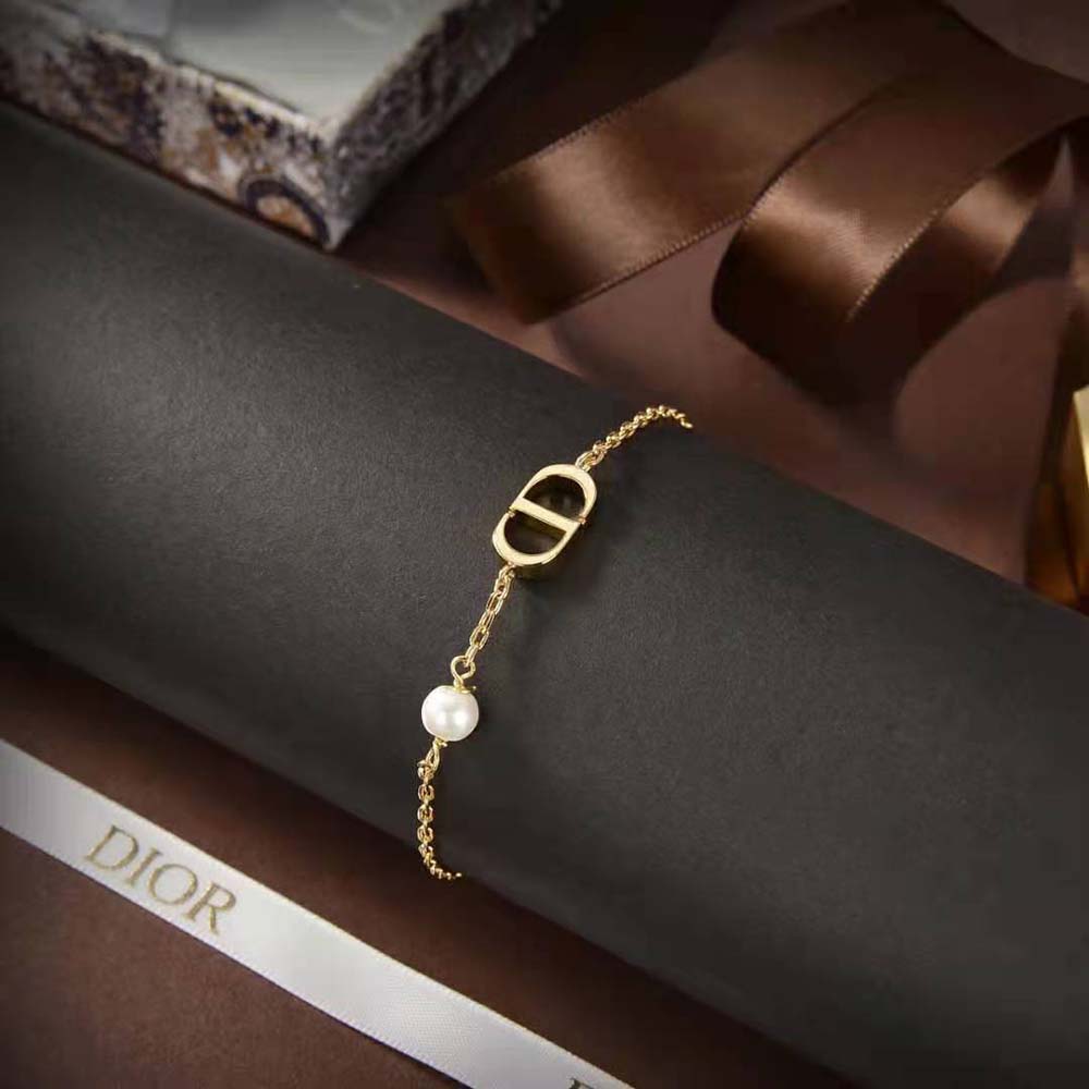 Side angle showing Dior Women Petit CD Bracelet adjustable clasp detail