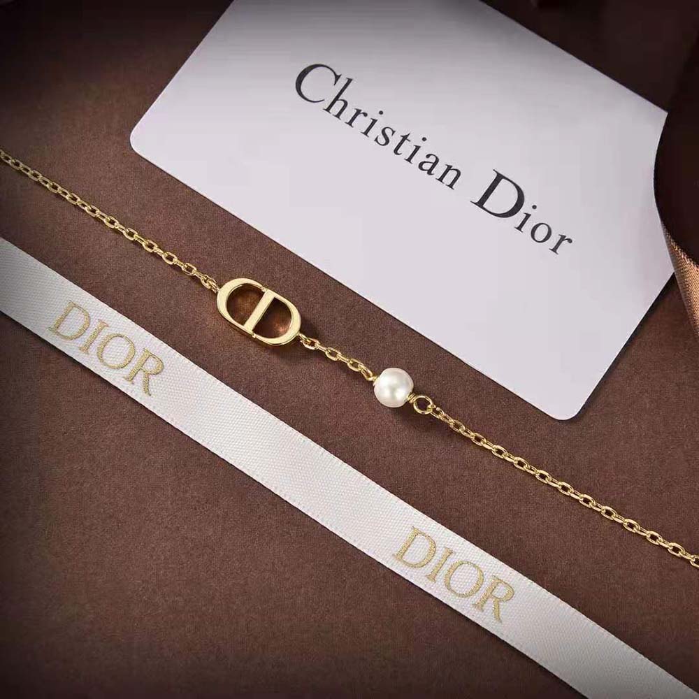 Dior Women Petit CD Bracelet Gold-Finish Metal with a White Resin Pearl - image 6