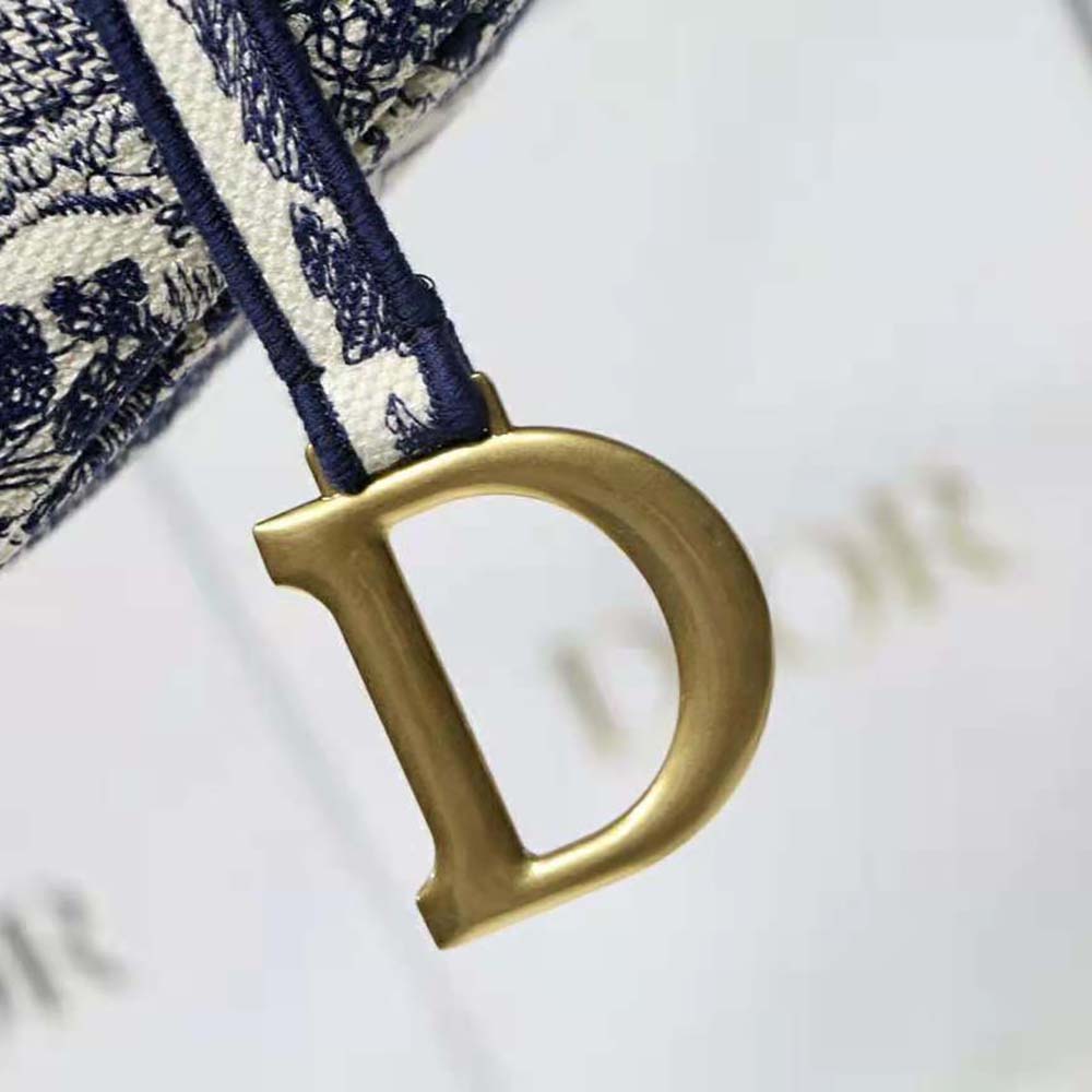 Dior Women Saddle Bag Blue Toile de Jouy Embroidery - image 10