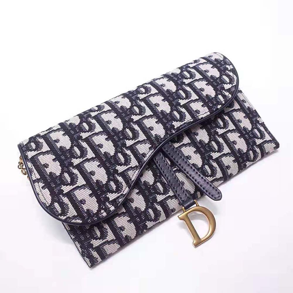 Dior Women Saddle Wallet Blue Dior Oblique Jacquard - image 4