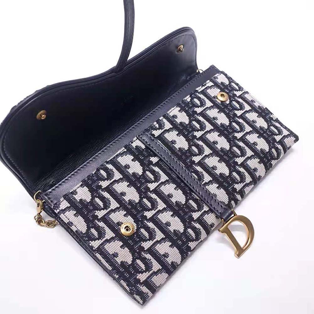 Dior Women Saddle Wallet Blue Dior Oblique Jacquard - image 6
