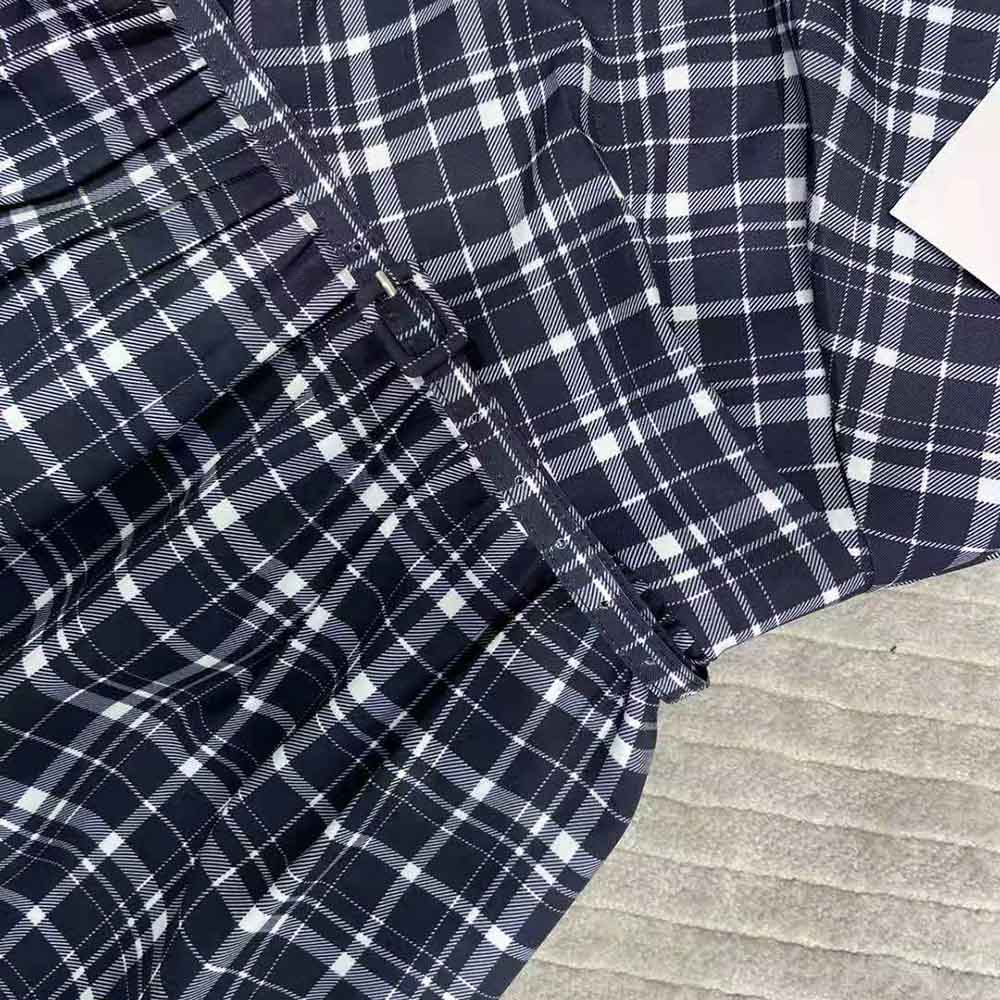 Dior Women Short Wrap-Over Dress Navy Blue Check’n’Dior Pop Wool Twill - image 9