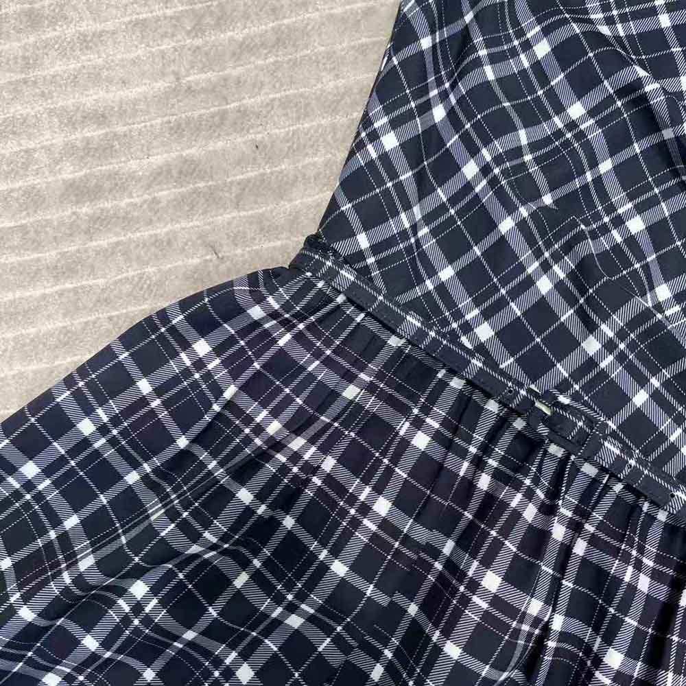 Dior Women Short Wrap-Over Dress Navy Blue Check’n’Dior Pop Wool Twill - image 7