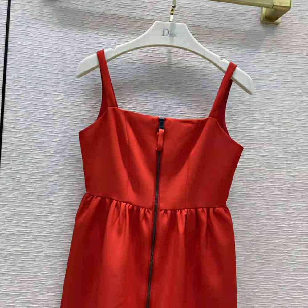 Dior Women Short Zipped Dress Red Double-Sided Wool - image 5