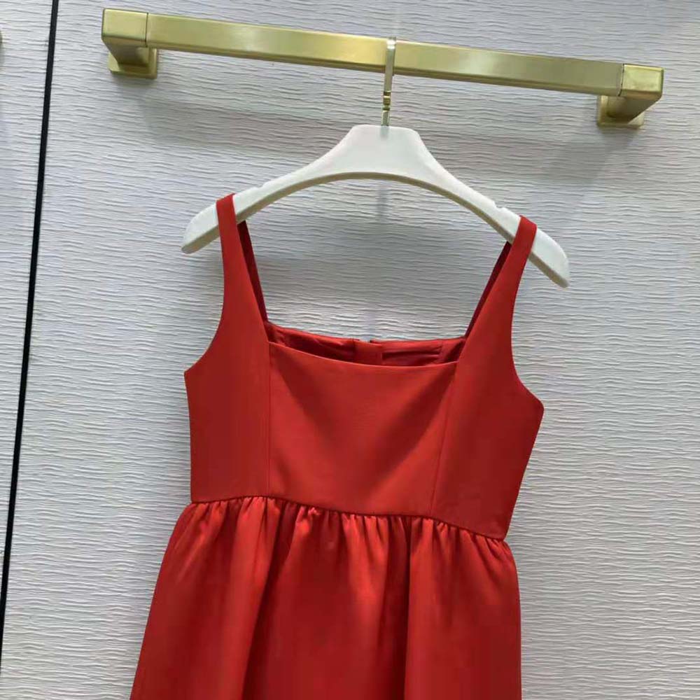 Dior Women Short Zipped Dress Red Double-Sided Wool - image 4