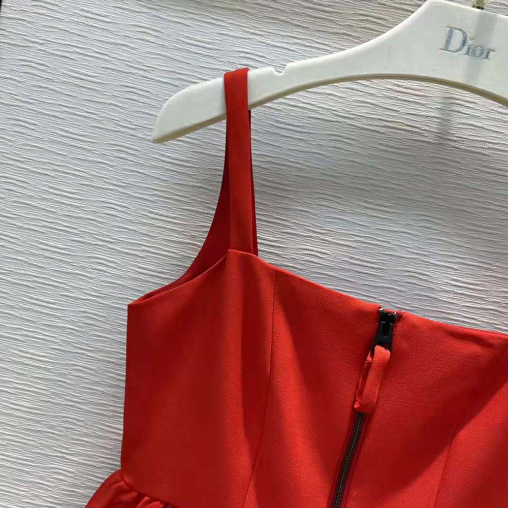 Dior Women Short Zipped Dress Red Double-Sided Wool - image 6