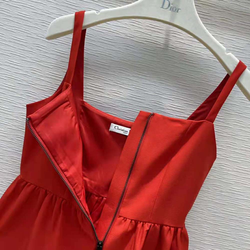 Dior Women Short Zipped Dress Red Double-Sided Wool - image 7